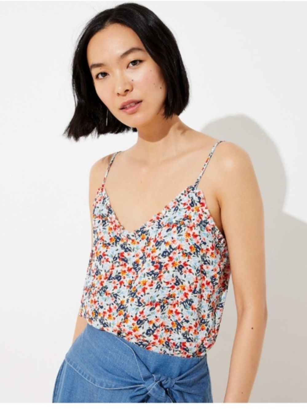 Loft Floral Ruffle Cami Small